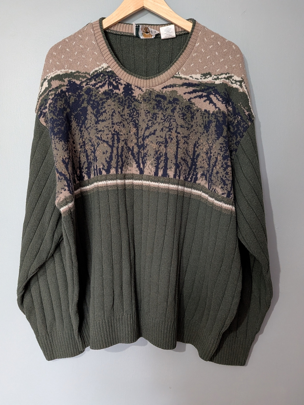 Vintage Northern Elements Men's Mountain Knit Crewneck Grandpa Sweater